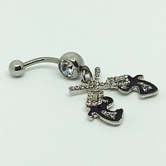 Jewelry - BELLY RING Crossed Guns - Rhinestone Jewelry Navel Jewelry - BELLY RING Crossed Guns - Rhinestone Jewelry Navel